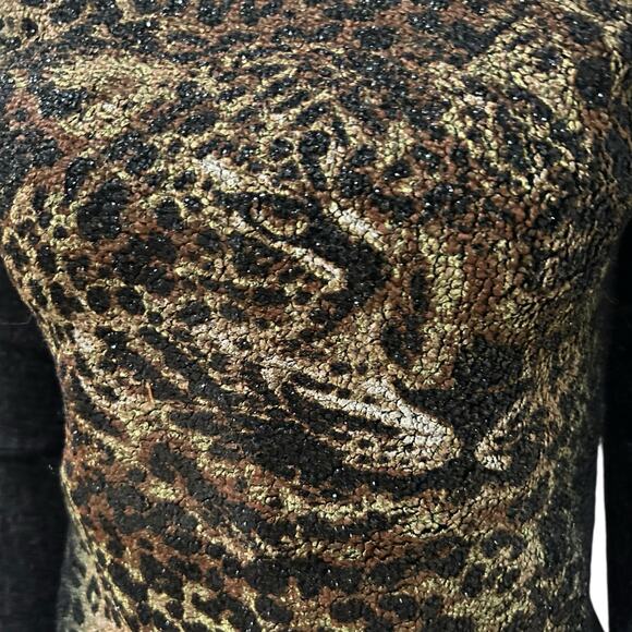 Vintage Y2K Charlotte Russe Sparkle Leopard Print Long Sleeve Sweater / XS - - Picture 2 of 4